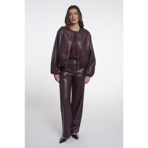 Faux leather blouson jacket Chocolate bean