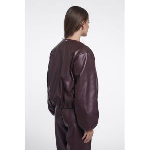 Faux leather blouson jacket Chocolate bean