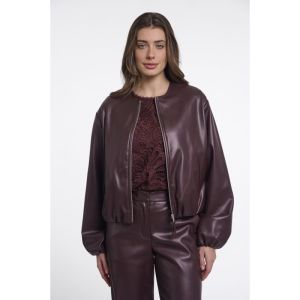 Faux leather blouson jacket Chocolate bean
