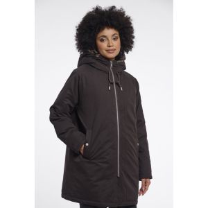 Medium length parka with hood Peated and brow