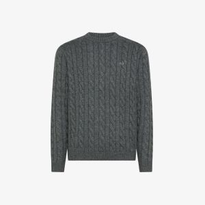 SWEATER CABLE KNIT WARM WOOL L 47 DARK GREY