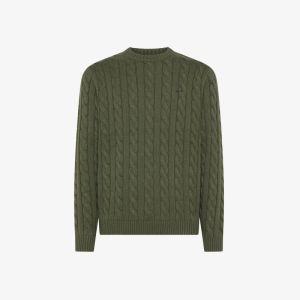 SWEATER CABLE KNIT WARM WOOL L 74 DARK MILITAR