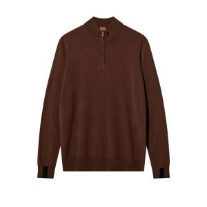 Adam Soft Zip Turtle Neck Knit 289 Cocoa Brown