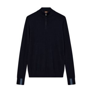 Adam Soft Zip Turtle Neck Knit 469 Navy