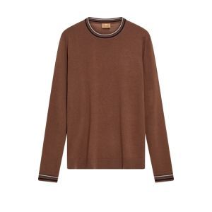Adam Contrast Crew Neck Knit 289 Cocoa Brown