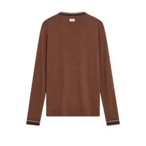 Adam Contrast Crew Neck Knit 289 Cocoa Brown
