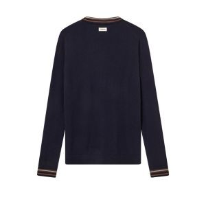 Adam Contrast Crew Neck Knit 469 Navy