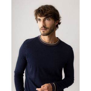 Adam Contrast Crew Neck Knit 469 Navy