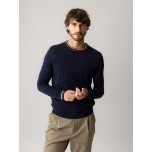 Adam Contrast Crew Neck Knit 469 Navy