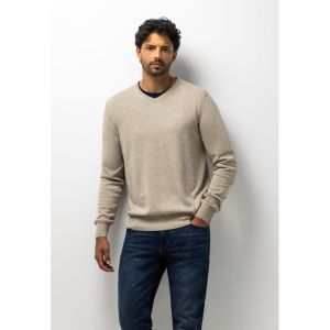 Pullover V-Neck Plain          8700 taupe uni