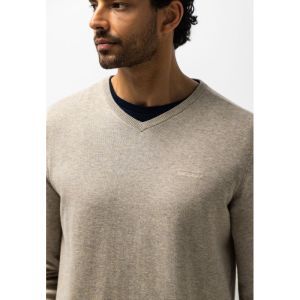 Pullover V-Neck Plain          8700 taupe uni