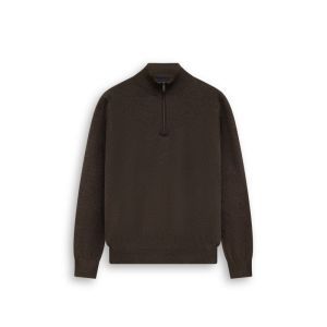 Pullover Sportzip Plain - Elbo 8900 donkerbrui