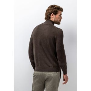 Pullover Sportzip Plain - Elbo 8900 donkerbrui