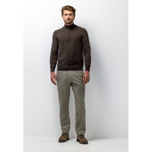 Pullover Sportzip Plain - Elbo 8900 donkerbrui