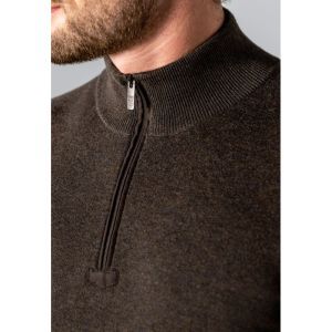 Pullover Sportzip Plain - Elbo 8900 donkerbrui