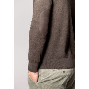 Pullover Sportzip Plain - Elbo 8900 donkerbrui