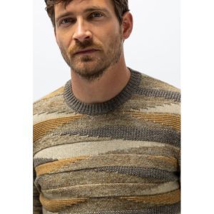 Pullover Crew-Neck Jacquard 8988 donkerbrui
