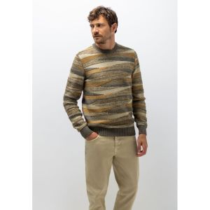 Pullover Crew-Neck Jacquard 8988 donkerbrui