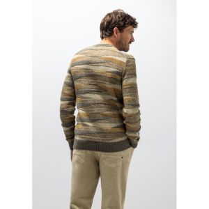 Pullover Crew-Neck Jacquard 8988 donkerbrui