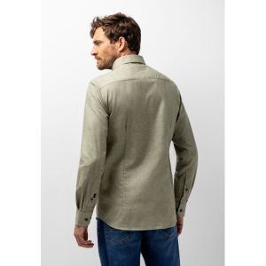 Shirt LS Plain Twill - Brushed 3711 mosgroen/w