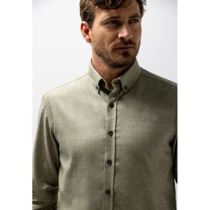 Shirt LS Plain Twill - Brushed 3711 mosgroen/w