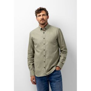 Shirt LS Plain Twill - Brushed 3711 mosgroen/w