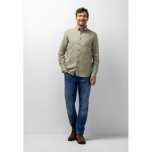 Shirt LS Plain Twill - Brushed 3711 mosgroen/w