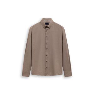 Shirt LS Plain Twill - Brushed 8711 taupe/wit