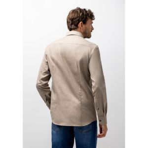Shirt LS Plain Twill - Brushed 8711 taupe/wit