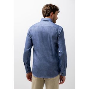 Shirt LS Plain Twill - Brushed 5911 donkerblau