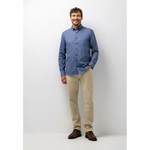 Shirt LS Plain Twill - Brushed 5911 donkerblau