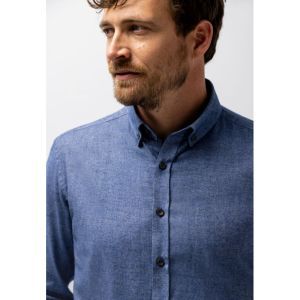 Shirt LS Plain Twill - Brushed 5911 donkerblau