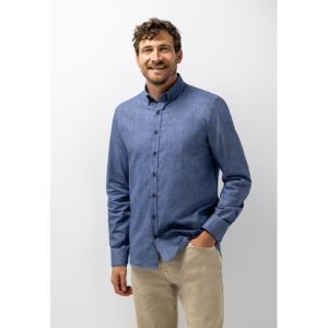 Shirt LS Plain Twill - Brushed 5911 donkerblau