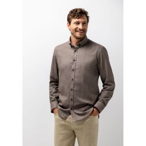 Shirt LS Plain Twill - Brushed 8911 donkerbrui