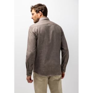 Shirt LS Plain Twill - Brushed 8911 donkerbrui