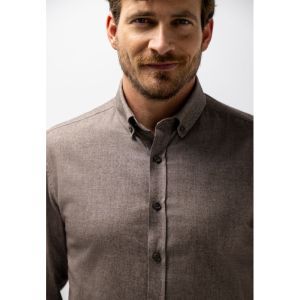 Shirt LS Plain Twill - Brushed 8911 donkerbrui