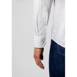 Shirt LS Print Poplin 9156 lichtgrijs