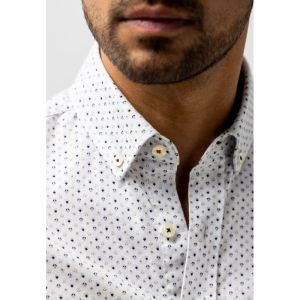 Shirt LS Print Poplin 9156 lichtgrijs