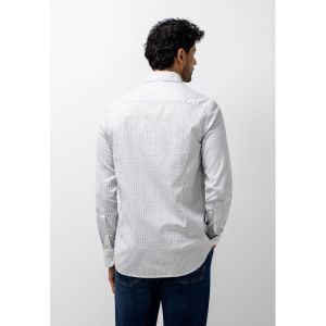 Shirt LS Print Poplin 9156 lichtgrijs