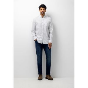 Shirt LS Print Poplin 9156 lichtgrijs
