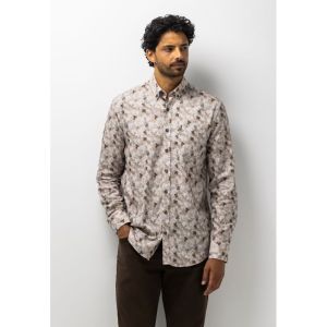 Shirt LS Print Fine Flannel 8836 bruin/blad