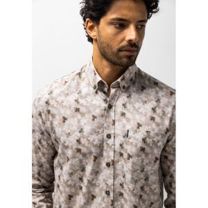 Shirt LS Print Fine Flannel 8836 bruin/blad