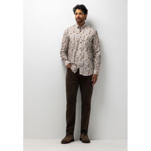 Shirt LS Print Fine Flannel 8836 bruin/blad