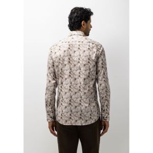 Shirt LS Print Fine Flannel 8836 bruin/blad