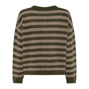Sisse Striped cardigan green camel