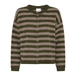 Sisse Striped cardigan green camel